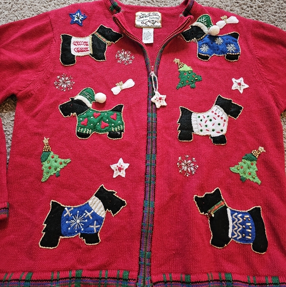 Vintage Heirloom Collectibles Scottie Dog Christmas Sweater Size Medium - Picture 9 of 10